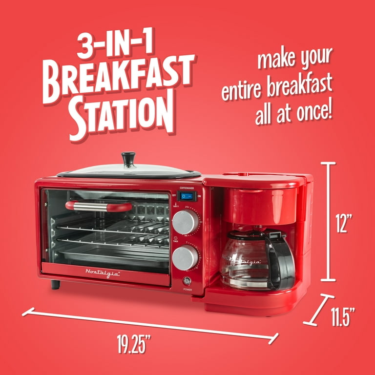 Nostalgia 3-in-1 Retro Breakfast Station - Includes 5 Cup Coffee