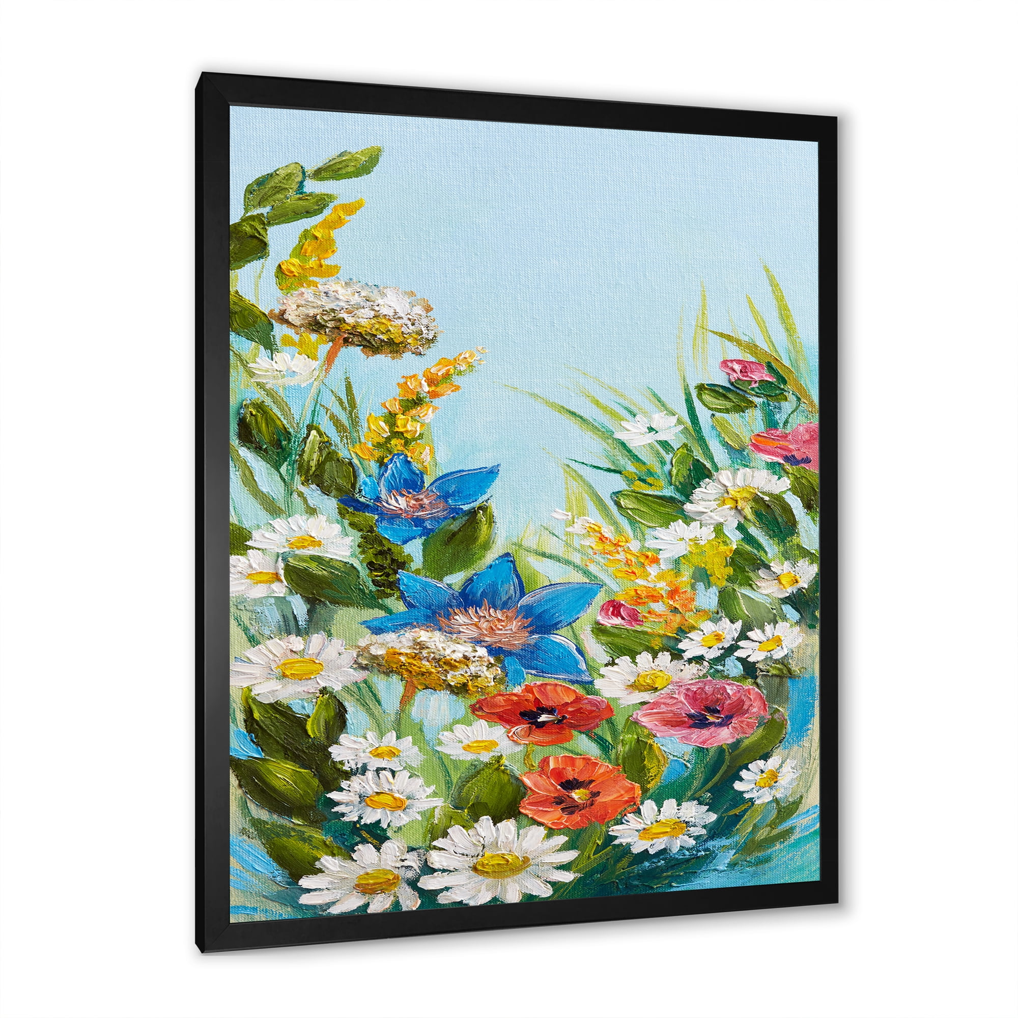 Designart 'Still Life Of Colorful Wildflowers With Leaves I' Traditional Framed Art Print