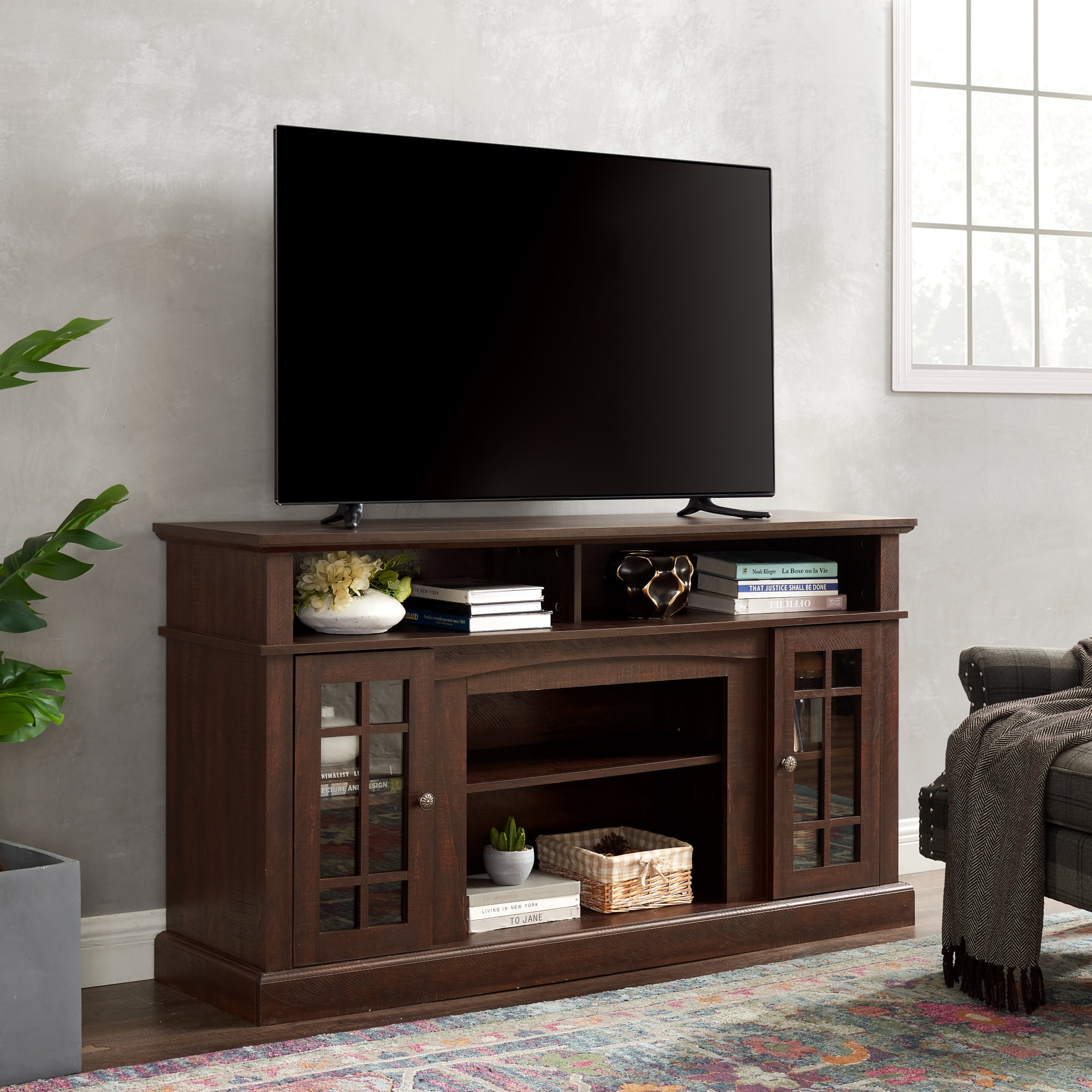 Jopath TV Stand for 65 Inch TV, Modern TV Cabinet with Open and Closed Storage for Living Room Espresso