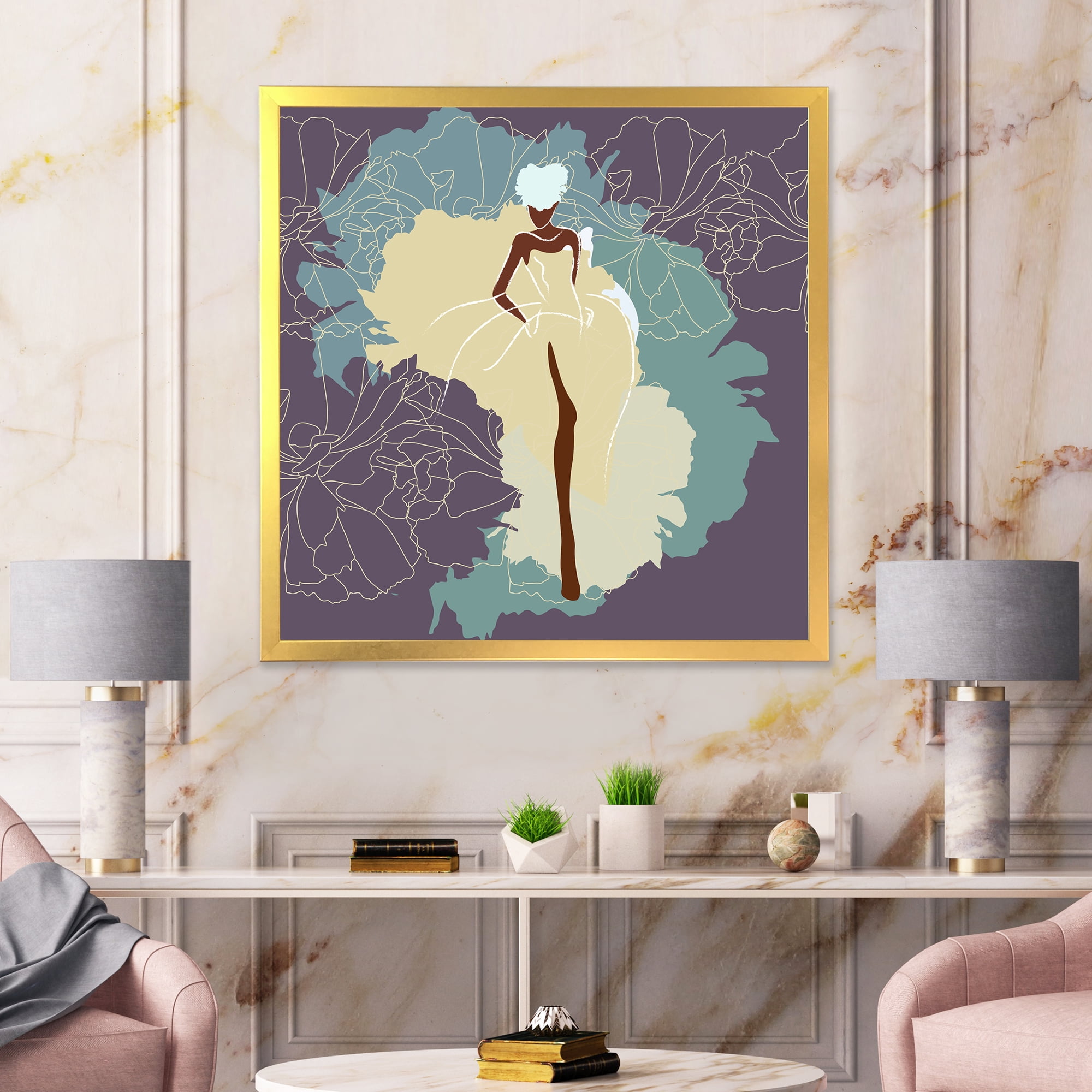 Designart 'Abstract African American Woman In Gorgeous Wedding Dress' Modern Framed Art Print