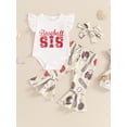 thumbnail image 5 of Aojekbee Baby Girls Summer Outfits Baseball Print Ruffles Romper and Elastic Flared Pants Headband 3 Piece Clothes, 5 of 10