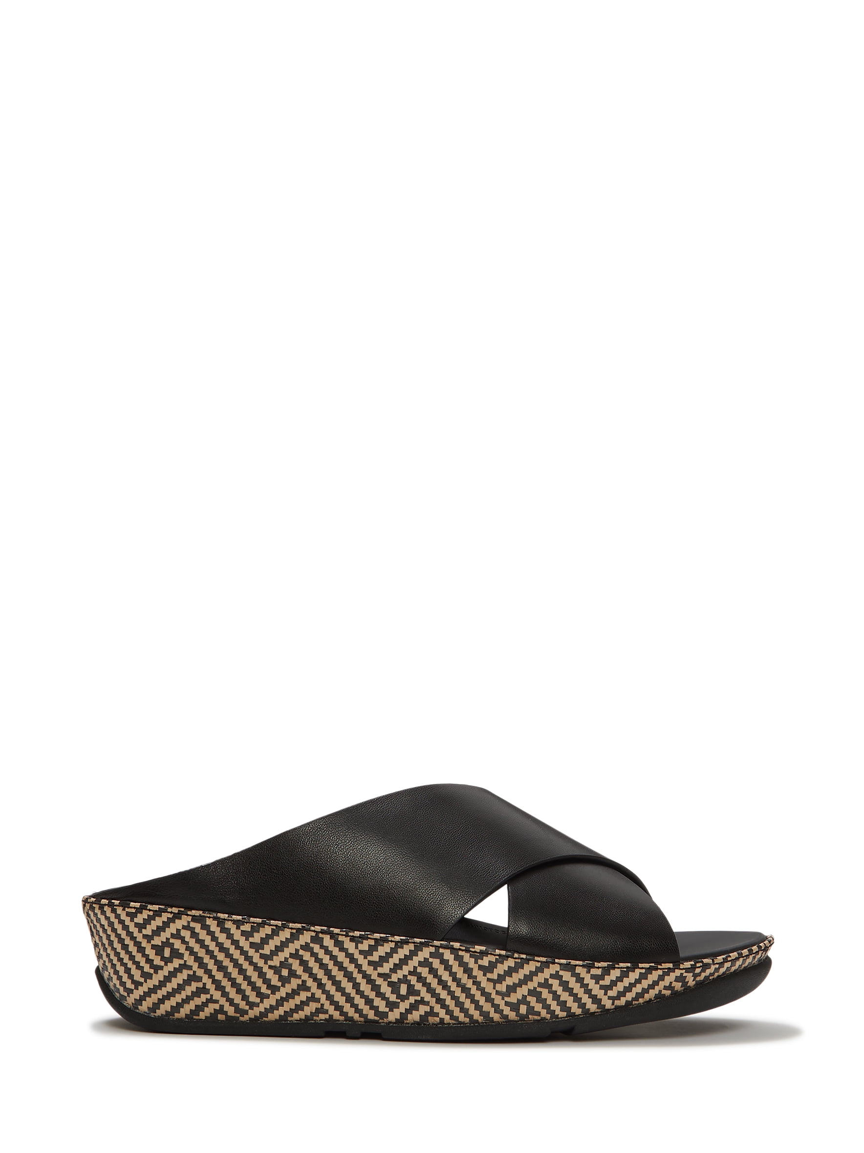 Fitflop Women's Lulu Lux Graphic-Weave Leather Cross-Strap Slide Sandals