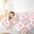 thumbnail image 4 of Erosebridal Girly Personalized Gifts 7 Pieces Bedding Comforter Set,Pink Grid Alphabet D Print Full Bedding Set For Kids,Reversible pink, 4 of 7