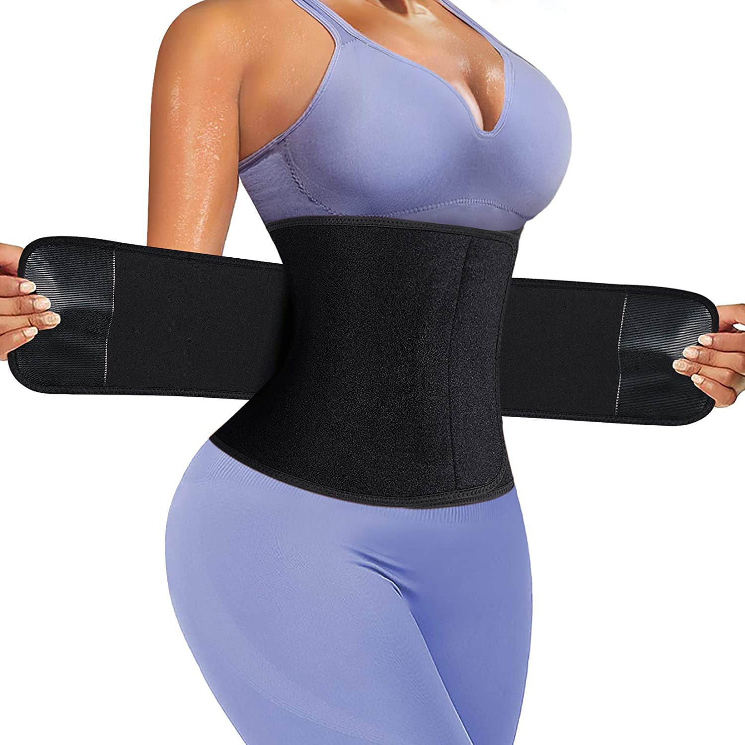 4 in 1 Waist Trimmer Belt Thigh Slim Sweat Belt Weight Loss for Workout Waist Trainer for Women Medium, Black 