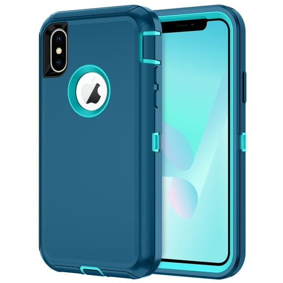 I-HONVA Compatible with iPhone Xs Max Case,3-Layer Military Grade Drop Protection Anti-Slip Bumper Rugged Shockproof Dustproof Protection Phone Case,Teal