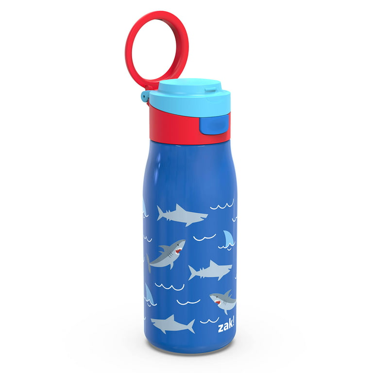 Zak Designs 13.5 Ounce Stainless Steel Insulated Water Bottle, Sharks 