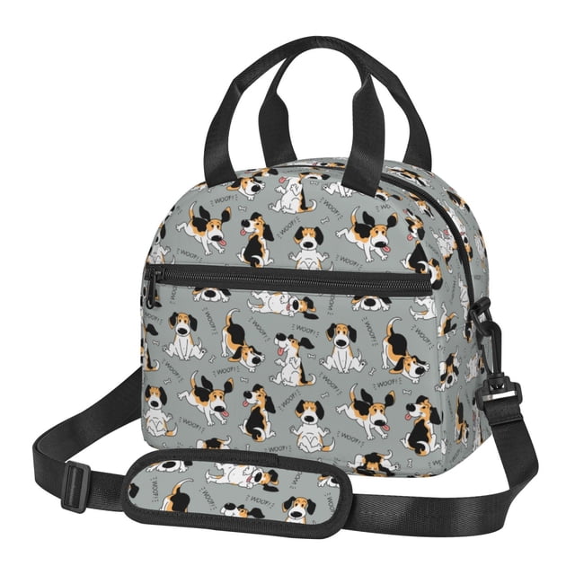 Balery Funny Beagle Active Dog Bolsa de Almuerzo Impresa, Caja de Almuerzo Reutilizable, Bolsa Térmica Aislada para Almuerzo, Bolsa Antiderrames