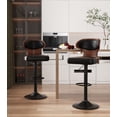 thumbnail image 4 of Hawsaiy Bar Stools Set of 4, Adjustable Height 24.5"-33.5", Bentwood Swivel Barstools with Back & Footrest, PU Leather Upholstered Bar Chairs for Kitchen Island, Dining Room, Home Bar, 4 of 9