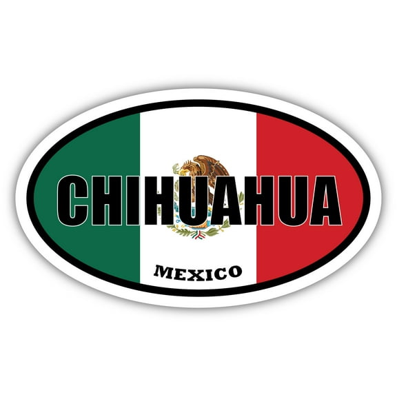 Chihuahua Mexico Flag Oval Decal Vinyl Bumper Sticker 3x5 inches