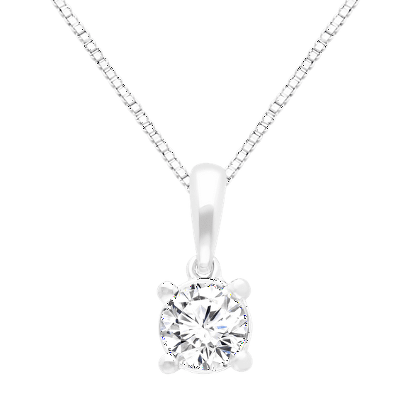 Brilliance Fine Jewelry Round 1/2 Carat Lab Grown Diamond Solitaire Pendant Necklace in Sterling Silver