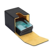 Vault X Trading Card Toploading Deck Box, 80+ sleeved cards, Premium Exo-Tec Material, Card Holder Storage Box, Magnetic Lid, for MTG Commander, TCG (Black/Yellow)