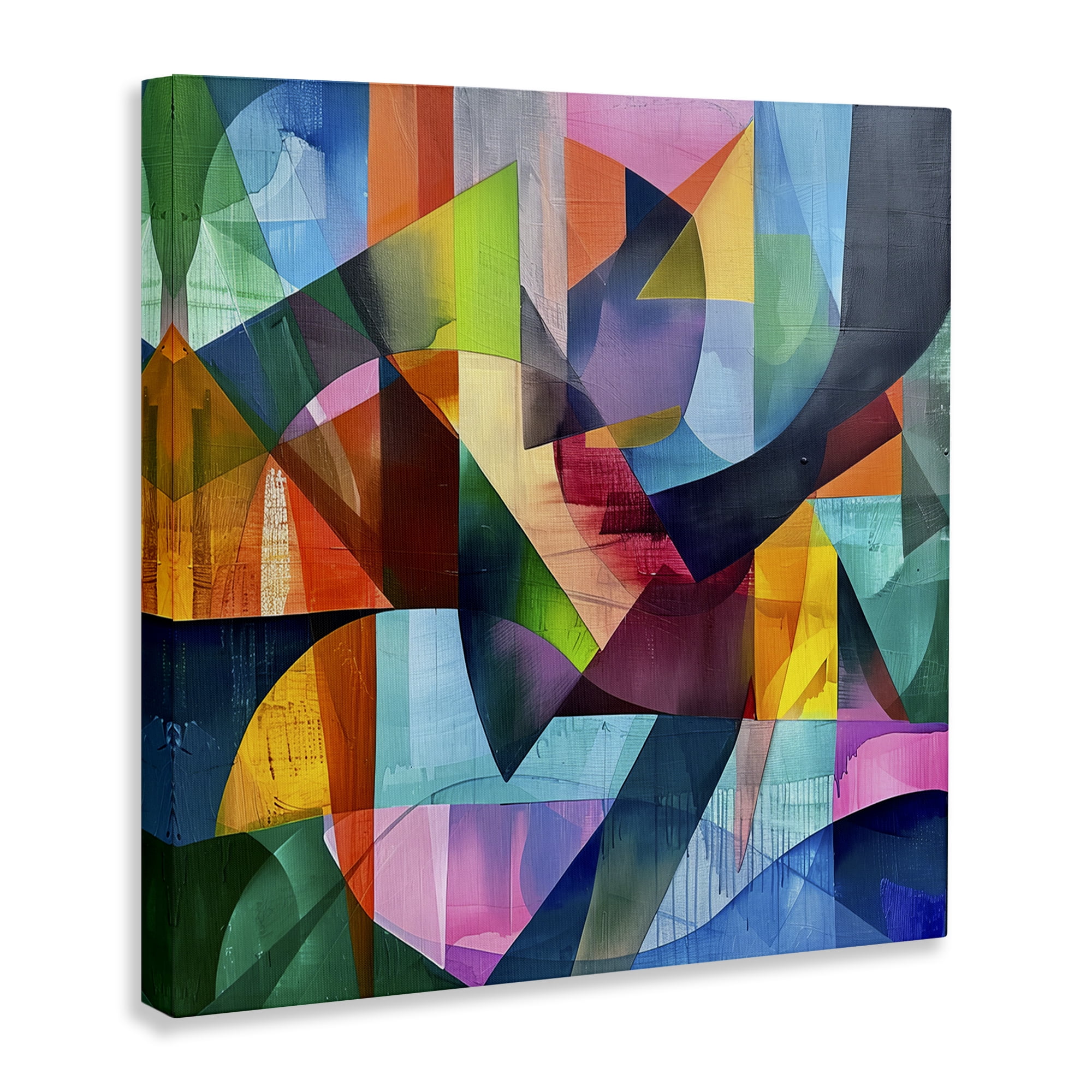 Stupell Industries Layered Luminous Shapes Abstract Painting Gallery Wrapped Canvas Art Print Wall Art, 17 x 17
