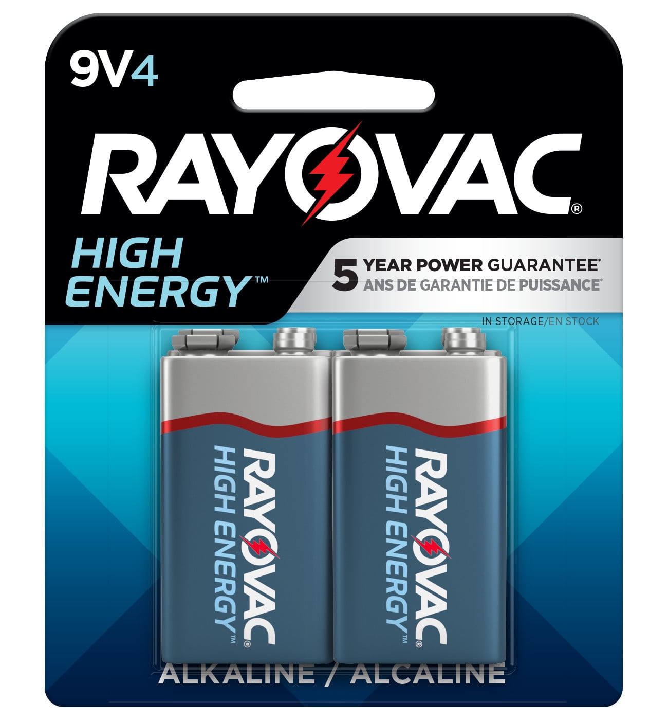 Rayovac High Energy 9V Batteries (4 Pack), Alkaline 9 Volt Batteries