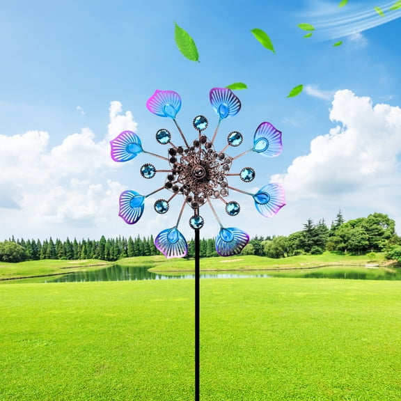 Celectigo Kinetic Wind Spinners with Stake, Metal Windmill Garden Decorations, 360 Swivel Peacock Outdoor Wind Sculpture, Dual Direction Wind Catcher for Yard Art, Lawn Decor, Idea Gifts
