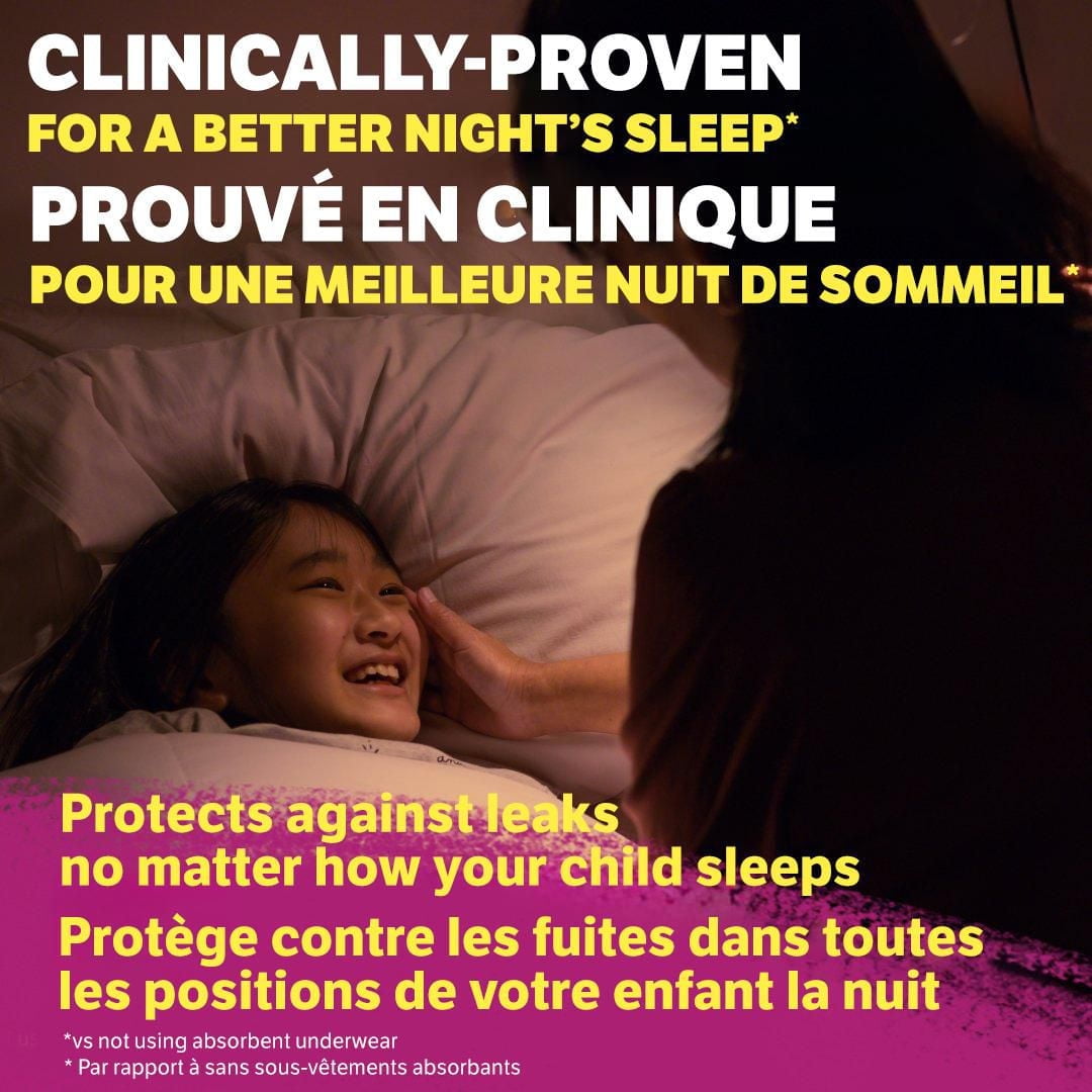 Sous-vêtements de nuit Goodnites pour filles, Giga Pack, Taille XS - XXL | 44-24 Sous-Vêtements Taille XS - XXL | 44-24 Sous-Vêtements