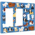 thumbnail image 2 of NICKSUN Cute Animal Dogs Puppy Combination Wall Plate, 3 Gang 2 Rocker 1 Toggle Outlet Cover Decorative Switch Plate for Office Home Decor, 4.5 x 6.38 Inch, 2 of 7