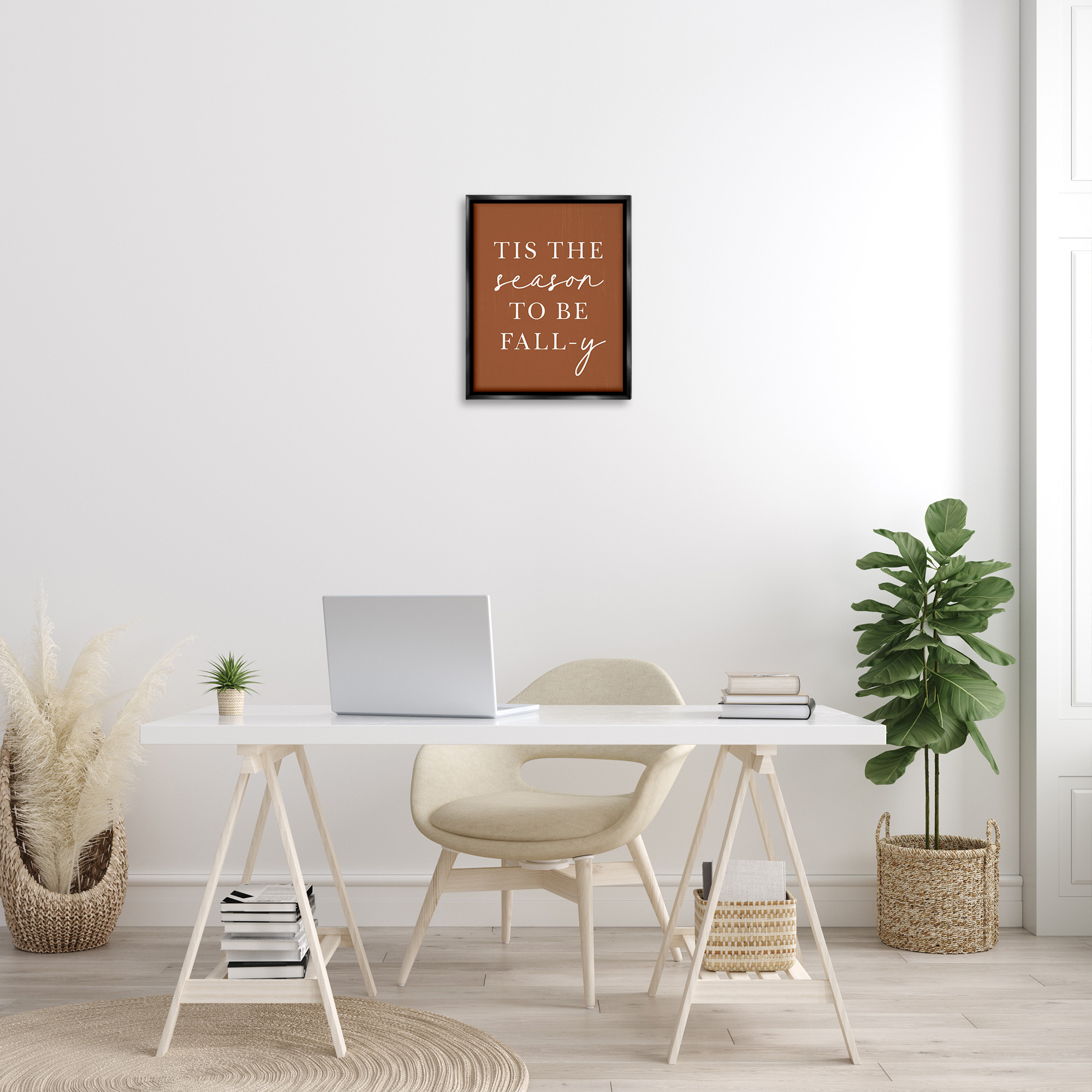 Stupell Industries Season To Be Fall-y Holiday Painting Black Floater Framed Canvas Art Print Wall Art, 17 x 21