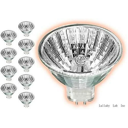 

50 watt halogen mr16 light bulb | 50w gu5.3 base 24v ansi code fnv | high output halogen light | 3000k soft white & clear finish | 2000 life hours | 10 pack