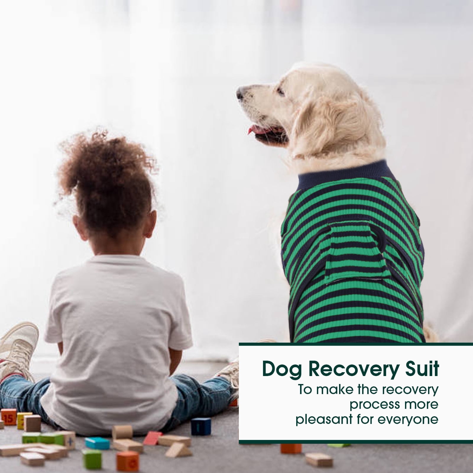 Kuoser Dog Surgical Recovery Suit Dogs Cat Onesie after Surgery,Green,XS