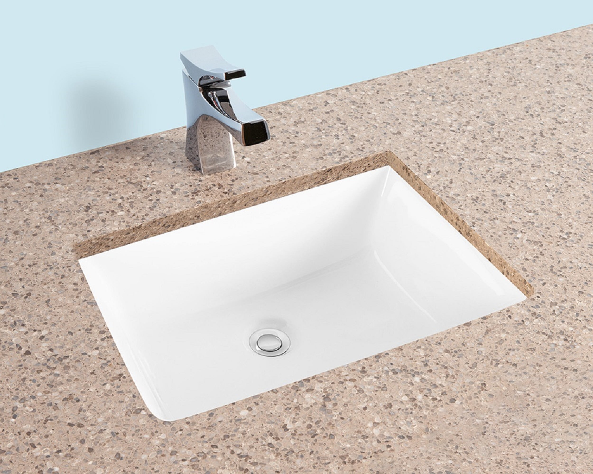 Fiore 2015, 20''x15'' Rectangle Undermount Bathroom Sink w/Concealed Overflow hole, Modern Style Porcelain Ceramic Lavatory, White Vanity Vessel Sink