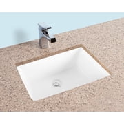 Fiore 2015, 20''x15'' Rectangle Undermount Bathroom Sink w/Concealed Overflow hole, Modern Style Porcelain Ceramic Lavatory, White Vanity Vessel Sink