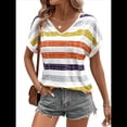 thumbnail image 2 of Blusas de Verano para Mujer, Camisas de Corta Tipo Dolman, Conjuntos de Moda 2025 con Cuello en V. Naranja Rojo XXL, 2 of 9