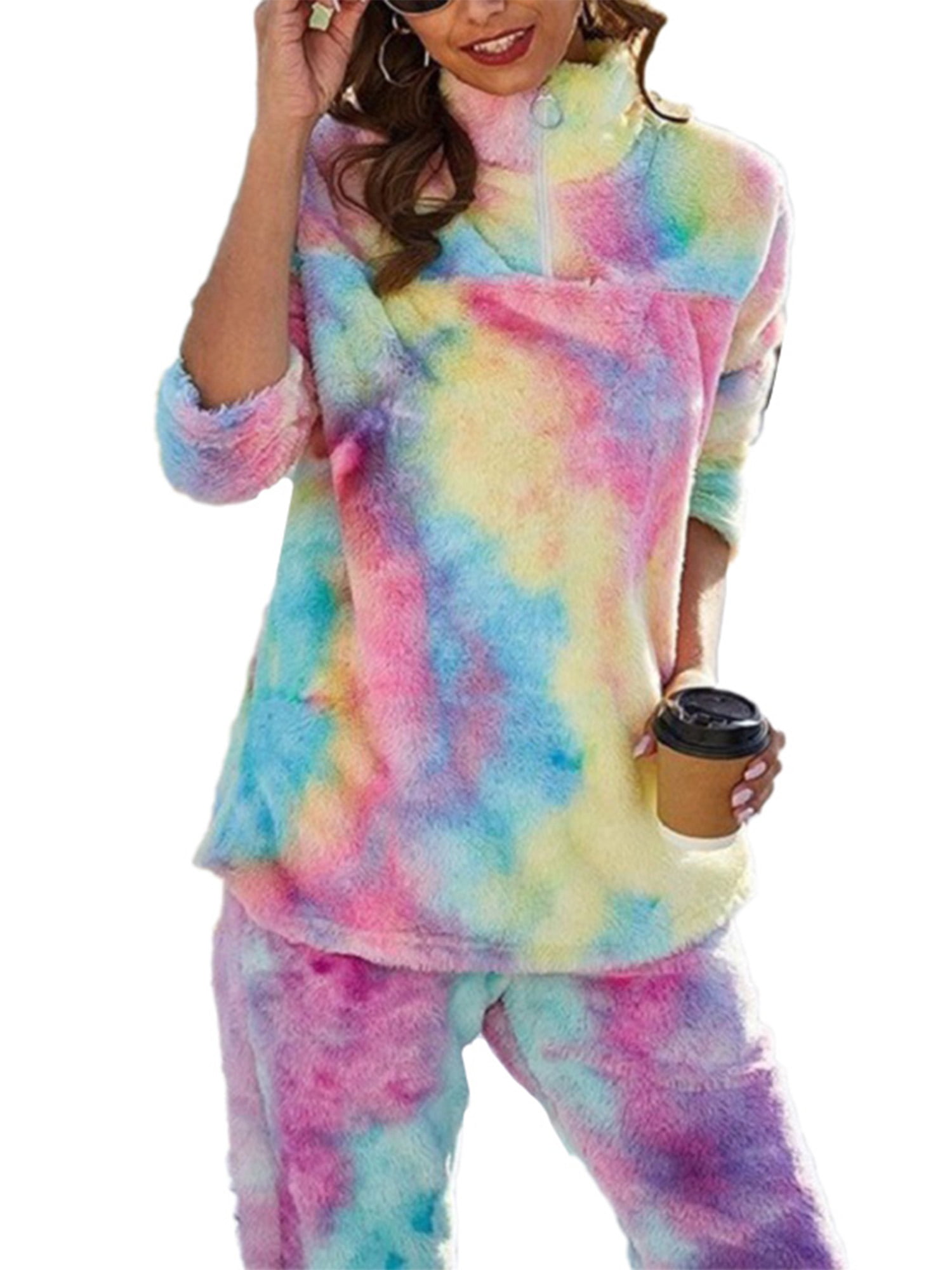 Details about   Womens Tie Dye Long Sleeve Sweatshirt Top Trousers Set Sports Outfit Tracksuit 