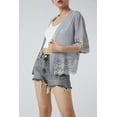 thumbnail image 2 of Genuiskids Womens Short Shrug Open Front Short Sleeve Sheer Cardigan Lace Patchwork Sheer Bolero Cover Up Cropped mesh Cardigans, 2 of 8