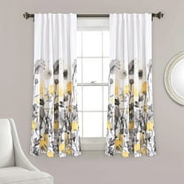 Zuri Flora Room Darkening Window Curtain Panels Yellow/Gray 52X63 Set