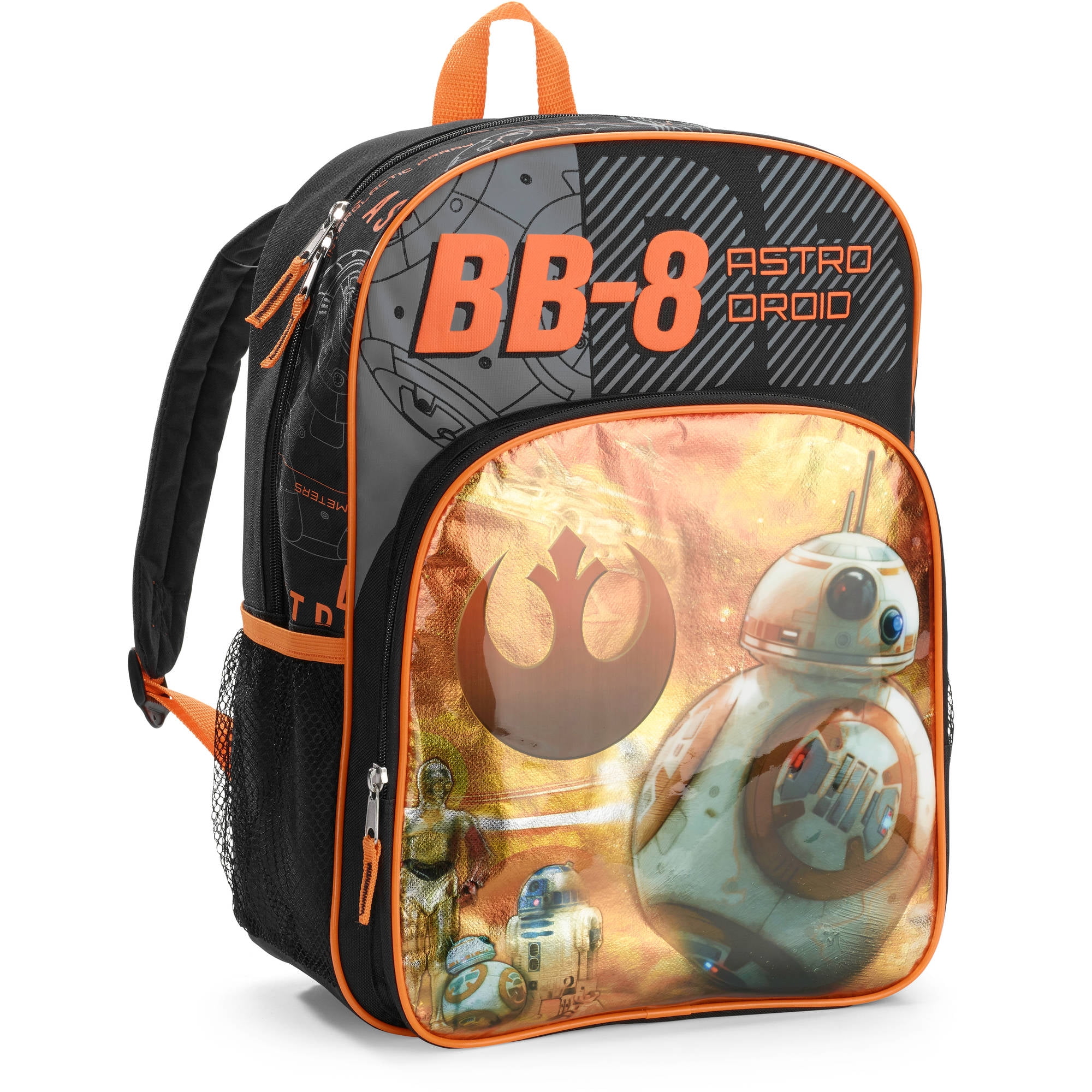 New Star Wars BB8 The Force Awakens LED Light-Up Backpack 16" Glossy Look Kids 