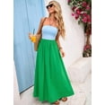 thumbnail image 6 of Vivid Green Strapless Maxi Dress For Women, Casual Elegant Vacation Flowy Skirt, 6 of 8