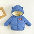 thumbnail image 3 of Baby Puffer Jacket Kids Blue Zipper Long Sleeve Bear Hooded Down Jacket Kids Warm Toddler Winter Clothes Boy 6-12 Months, 3 of 3