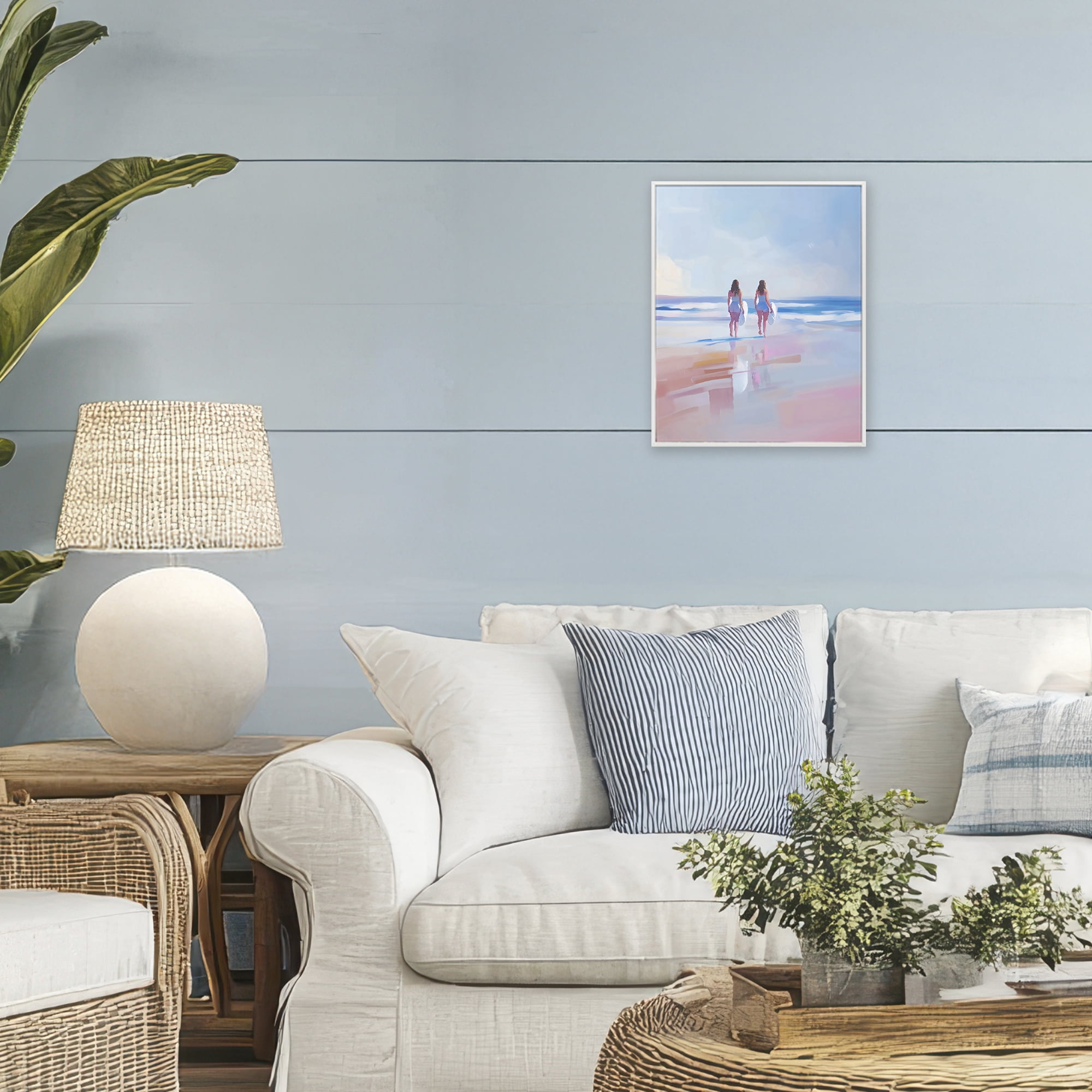 Stupell Industries Heading To Surf at Dawn White Framed Giclee Art, design by The Prints Vibe