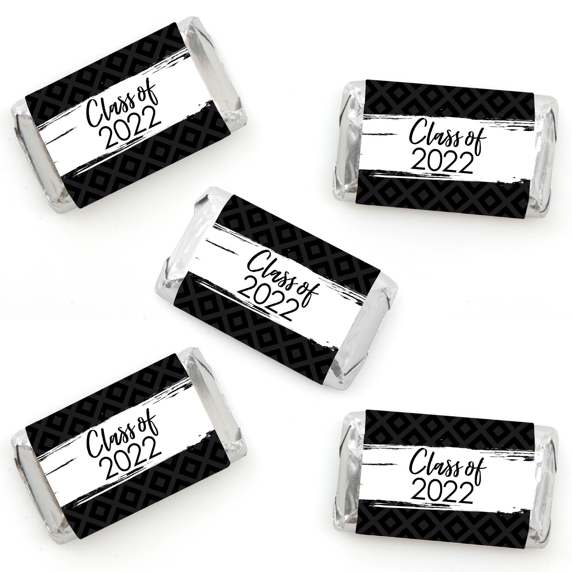 Big Dot of Happiness Black and White Grad - Best is Yet to Come - Mini Candy Bar Wrapper Stickers - 2022 Graduation Party Small Favors - 40 Count
