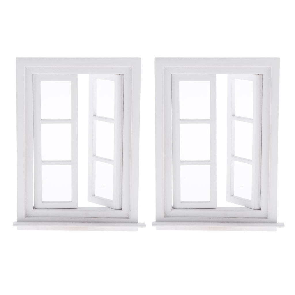 Set of 2 12th Windows Dolls House DIY Ornament Toddlers Play Set