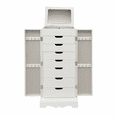 thumbnail image 2 of Hives & Honey Chelsea Standing Jewelry Armoire Cabinet, Jewelry Storage Organizer with Top Flip Mirror, 2 Doors, 7 Drawers, Jewelry Chest Armoire, Jewelry Box for Necklace, Earring, Bracelet, White, 2 of 11