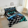 thumbnail image 4 of Twin Comforter Set Erosebridal,Race Car Bed Sports Car Toddler Bedding Sets,Black White Buffalo Checkered Comforter Set Square Grid Plaid Lattice Quilt,Blue, 4 of 6