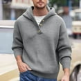 thumbnail image 2 of Maqroz Casual Sweater for Men Quarter Button Hooded Sweaters Casual Loose Plus Size Elastic Pullover Long Sleeve V Neck Pullovers Trendy Solid Color Warm Top, 2 of 10