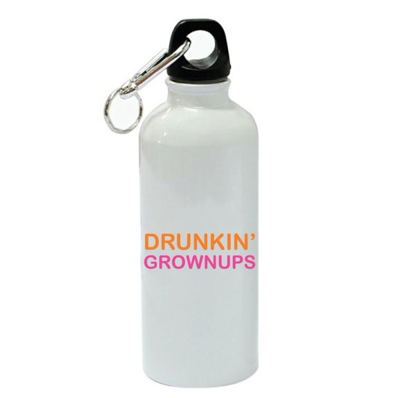 Drunkin' Grownups White Aluminum Sports 20 oz Water Bottle