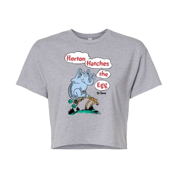Dr. Seuss - Horton Hatches the Egg - Horton Sitting on the Egg - Easter - Juniors Cropped Cotton Blend T-Shirt