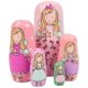 thumbnail image 1 of 5.9 x 3.2 x 3.2 inchesPinkMuñecas anidadas Matryoshka Muñecas anidadas hechas a mano Ángel Niña encantadora Muñecas apilables de madera Figuras Juguetes Regalo de boda Suministros, 1 of 5