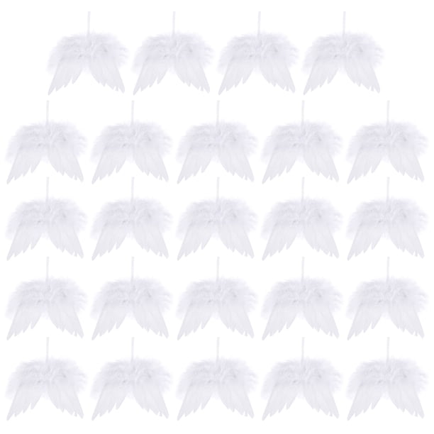24pcs Angel Alings Colgantes Colgantes Árbol de Navidad Ángel Alas Colgantes Decoración