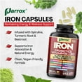 thumbnail image 6 of Parrox Iron Supplement with Slow Release Iron, Probiotics, Spirulina, Turmeric, Vitamin B6, B12, C, Zinc, Folate, Beetroot, Nettle Leaf, Dandelion Root,Black Pepper, Extra Strength 60 Capsules 3 Pack, 6 of 8