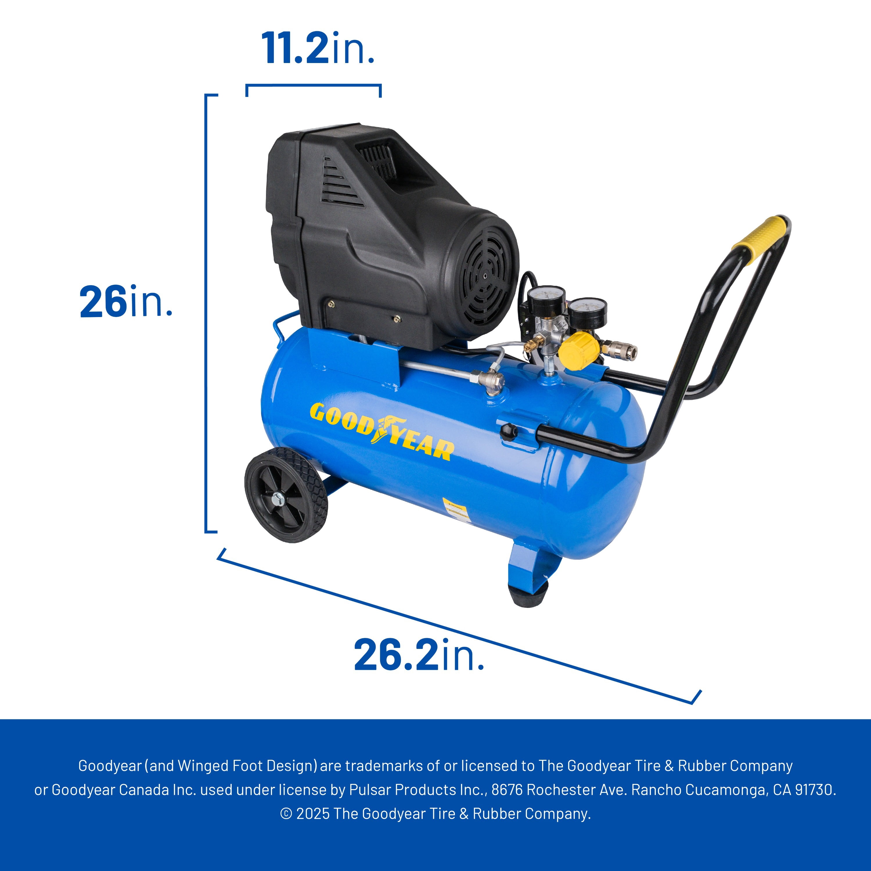 Goodyear 8 Gallon 150 PSI Oil Free Portable Horizontal Electric Air Compressor