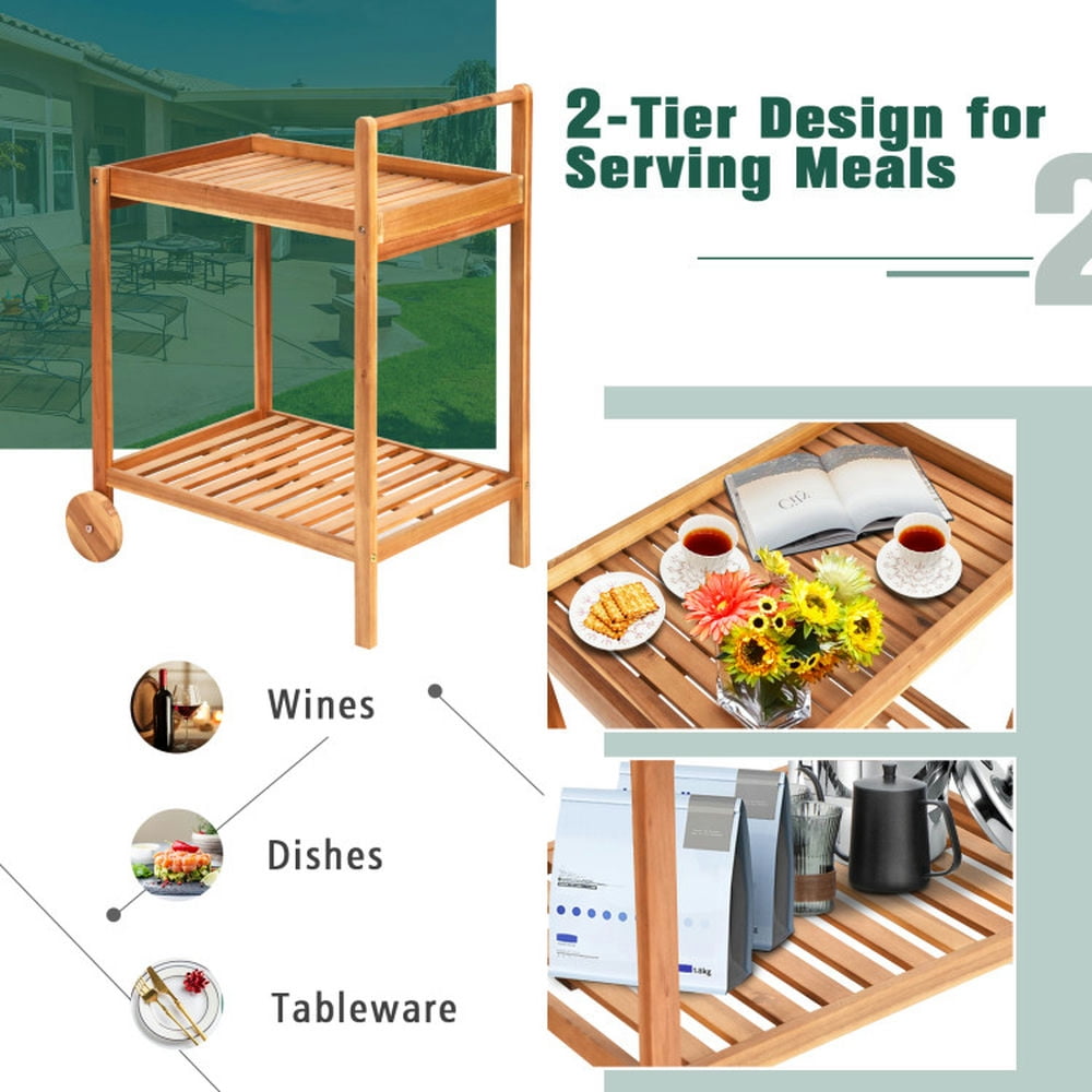Finihen Rolling Cart, Kitchen Island Cart, 2-Tier Rolling Kitchen Island Serving Cart with Legs and Handle, for Kitchen, Dining Room, Natural Finihen Rolling Cart, Kitchen Island Cart, 2-Tier Rolling Kitchen Island Serving Cart with Legs and Handle, for Kitchen, Dining Room, Natural