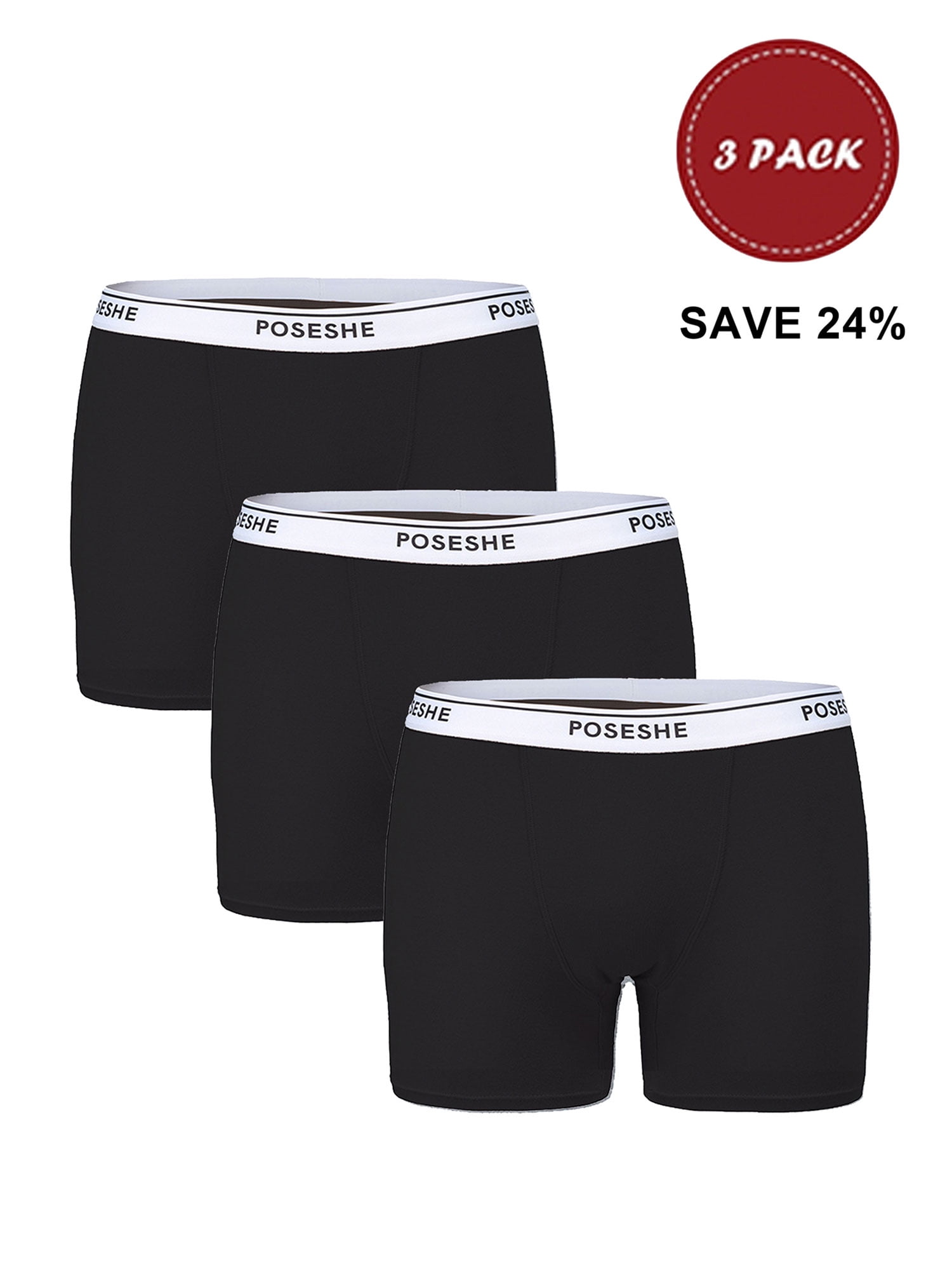 POSESHE Women's Boyshorts Panties Underwear, 6/8" inseam, S5XL Plus