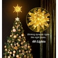 thumbnail image 4 of JM 60 Luces LED Estrella de Metal para Árbol de Navidad Decoración de Árbol de Navidad con Estrella de Moravia 3D con Temporizador 6H, 13,78 Pulgadas/35 cm, Dorado JM, 4 of 5