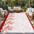 thumbnail image 2 of Red Coastal Shell Outdoor Rug 3x5 Ft - Reversible Patio Rug Outdoor Camping Rugs, Nautical Seahorse Coral Stripes Washable Indoor Outdoor Area Rugs, Non-Slip Outdoor Carpet Runner for Deck/Porch, 2 of 8