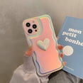 thumbnail image 2 of Holographic Heart Phone Case Compatible with iPhone 12 Pro Max, Cool Laser 3D Love Heart Phone Case, Curly Wave Shape Sparkly Phone Cover for Women Girls, 2 of 6
