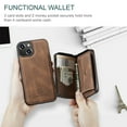 thumbnail image 3 of for iPhone 15 Plus Wallet Case, Minimalist Luxury PU Leather Magnetic Detachable Credit Card Holder, 2 in 1 Zipper ID Cash Slot, Magnetic Closure Kickstand Folio Flip Slim Cover,Brown, 3 of 8